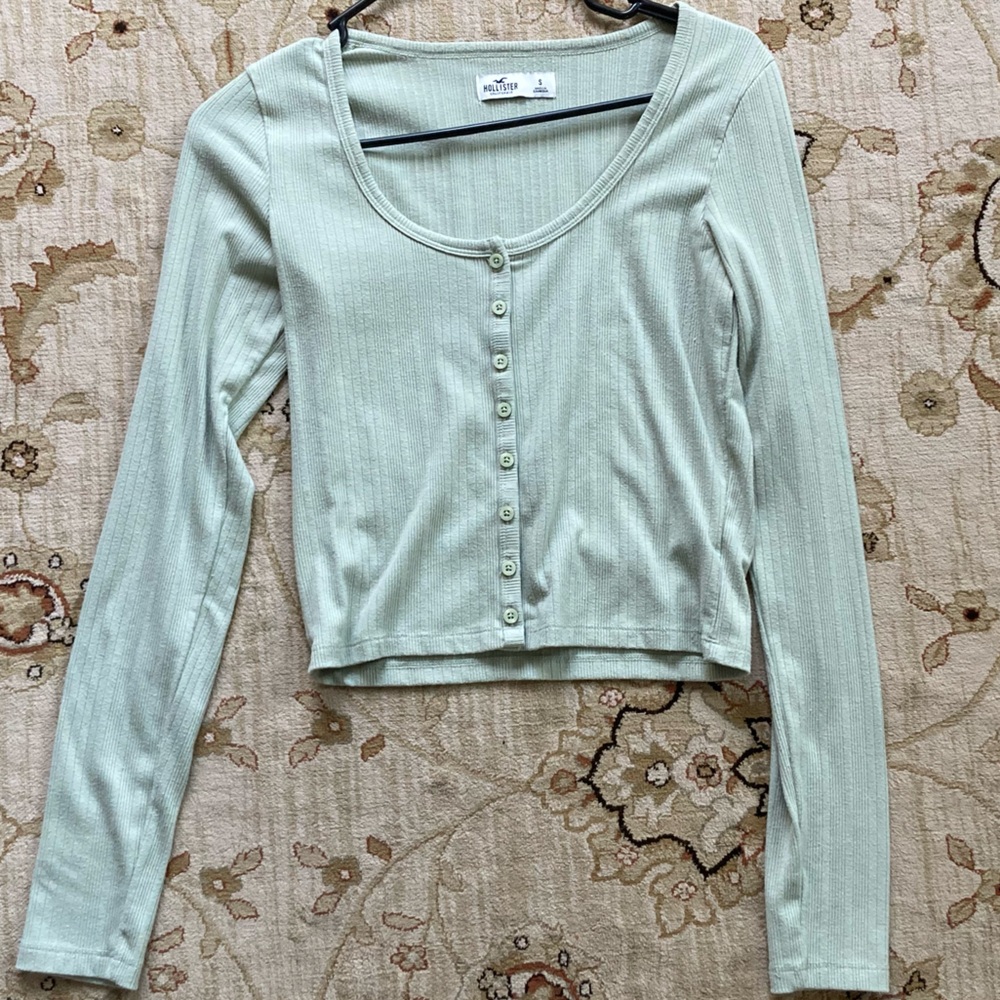 Mint Green Button-Up Women Top